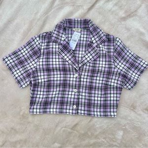 NWT Purple Plaid Vivian Button-Up Top